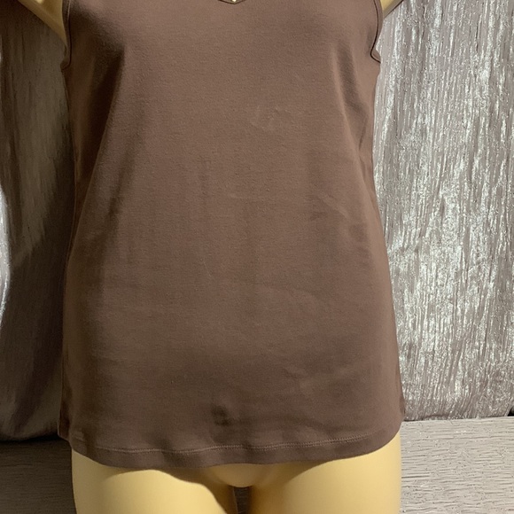 Crazy Horse Tank Top Dark Brown XL Pullover Stretchy V-neck Cotton Sequin - Picture 2 of 12